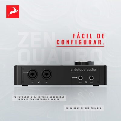 Antelope Audio Zen Quadro USB-C Podcast & Recording Interface — 4 Discrete Studio-Grade Mic Preamps, Pro Conversion & Clocking, Built-In Studio Effects — Bus-Powered — 14-In/10-Out