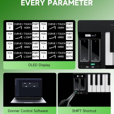 Donner KB-32M Portable MIDI Keyboard Controller – 32 Keys, with Magnetic Snap2Connect (S2C), OLED Display, USB/MIDI & DAW Software