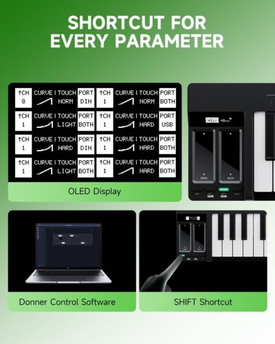 Donner KB-32M Portable MIDI Keyboard Controller – 32 Keys, with Magnetic Snap2Connect (S2C), OLED Display, USB/MIDI & DAW Software