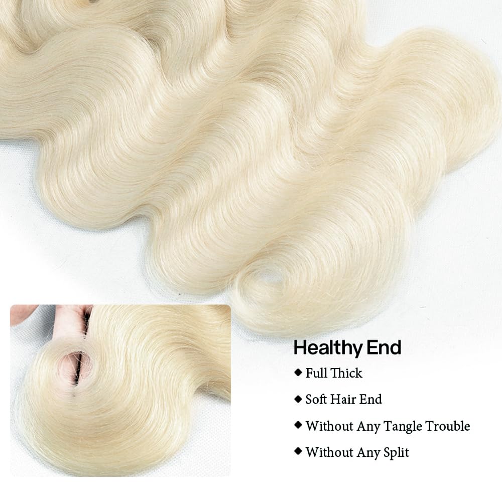 #88 Platinum Blonde Bundles Body Wave Bundles Human Hair 12 14 16 Inch 3 Bundles 50g/Bundle Platinum Blonde Body Wave Bundle Unprocessed Brazilian Virgin Weave Hair Extensions for Women