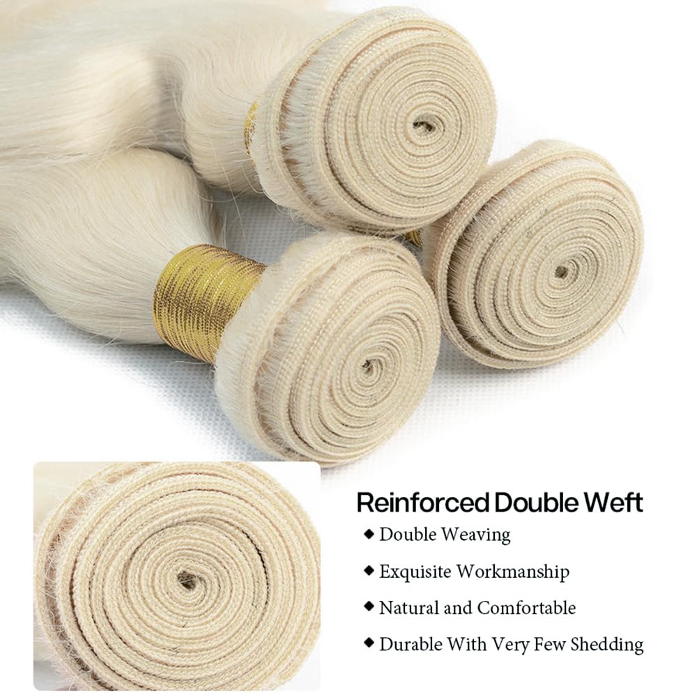 #88 Platinum Blonde Bundles Body Wave Bundles Human Hair 26 28 30 Inch Platinum Blonde Body Wave Bundle Unprocessed Brazilian Virgin Weave Hair 3 Bundle 50 Gram Per Bundle for Women