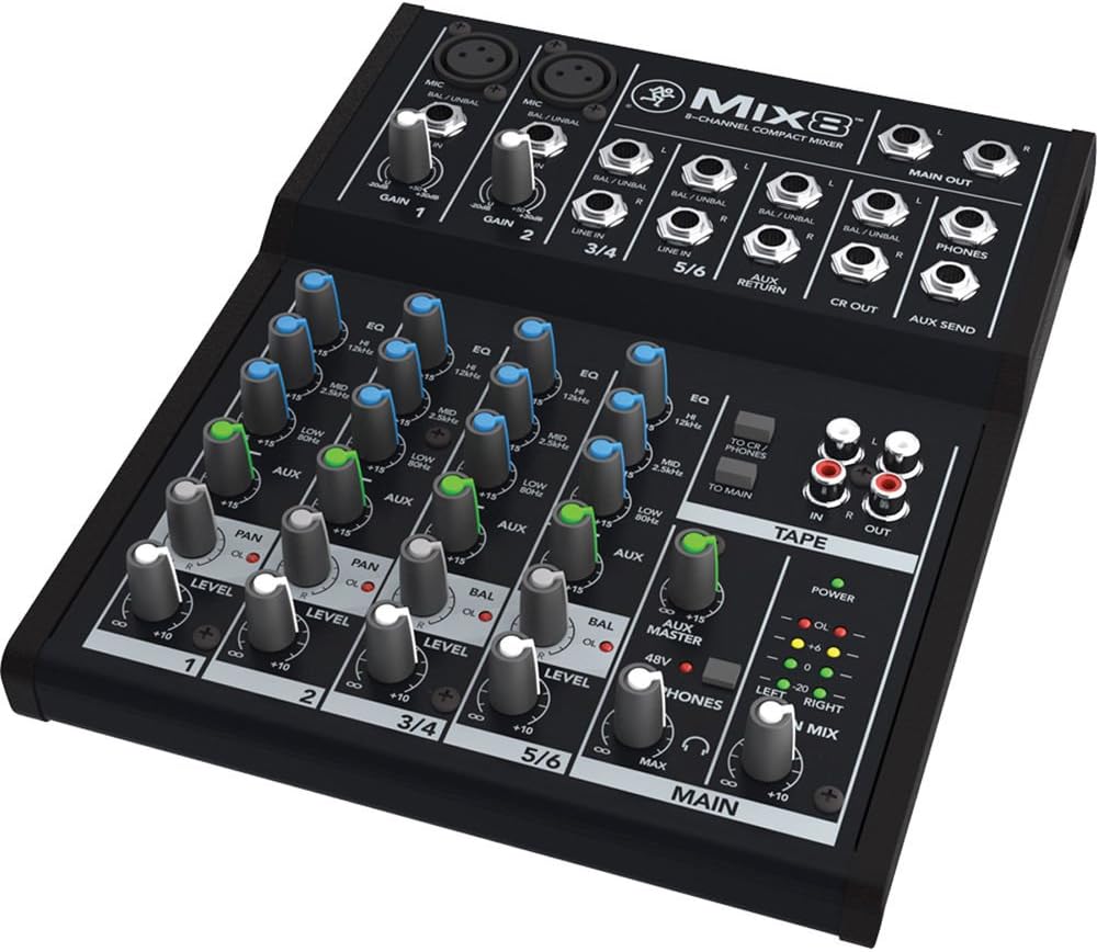 Mackie Mix Series Mix8 8-Channel Mixer, Black