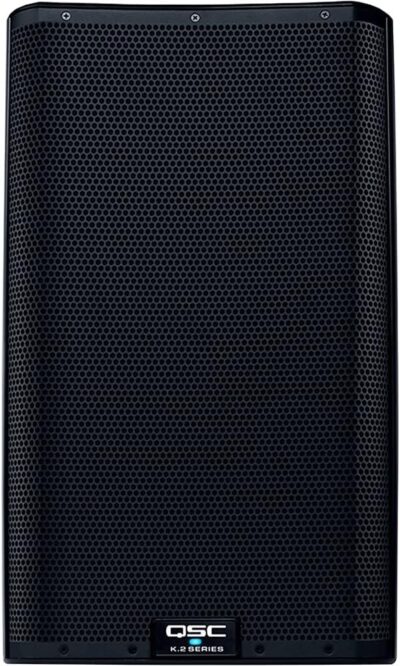QSC K12.2 Active 12 Powered 2000 Watt Loudspeaker (Pair) Bundle with 2X Auray Steel Speaker Stand and 2X XLR-XLR Cable