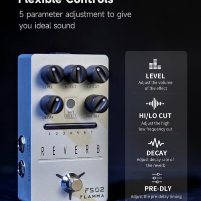 618WDx0YnJL. AC SL1500 FLAMMA FS02 Reverb Pedal Stereo Guitar Effects with 7 Storable Preset Slots 7 Reverb Effects Room Hall Church Cave Plate Spring Mod True Bypass Trail On