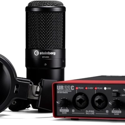Steinberg UR22C Recording Pack With Mic & Headphones, Red