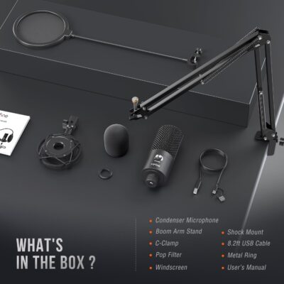 61CBQISNNdL. AC SL1500 FIFINE Studio Condenser USB Microphone Computer PC Microphone Kit with Adjustable Boom Arm Stand Shock Mount for Instruments Voice Overs Recording Podcasting YouTube Vocal Gaming Streaming-T669
