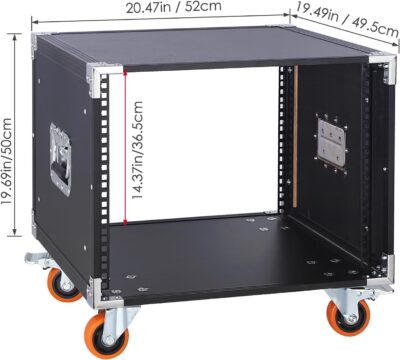 Movable AV Gear Rack 8U 19in Mobile Floor Standing Network Device Storage Cabinet Stand – Audio Stereo Studio DJ Equipment Rack Server IT Data Devices Storage Cabinet Enclosure with Castors