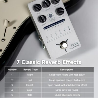 61CvZMu0OnL. AC SL1500 FLAMMA FS02 Reverb Pedal Stereo Guitar Effects with 7 Storable Preset Slots 7 Reverb Effects Room Hall Church Cave Plate Spring Mod True Bypass Trail On