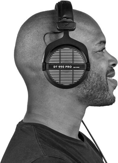 61DOlMz3WcL. AC SL1200 1781096544 6531 beyerdynamic DT 990 PRO, 250 Ohm, Open Back, Over Ear, Wired Headphones, 3m Coiled Cable, Black with Grey Velour Ear Pads