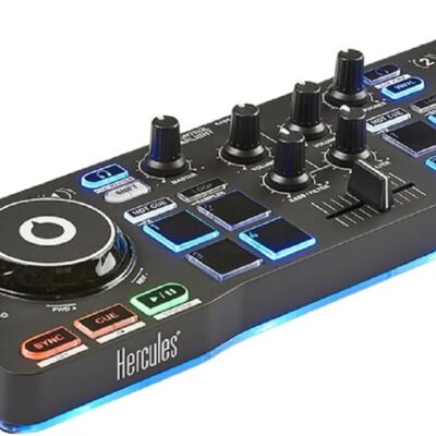 61F5soLxbL. AC SL1500 Hercules DJ Starter Kit | Starlight USB DJ Controller with Serato DJ Lite Software, 15-Watt Monitor Speakers, and Sound-Isolating Headphones