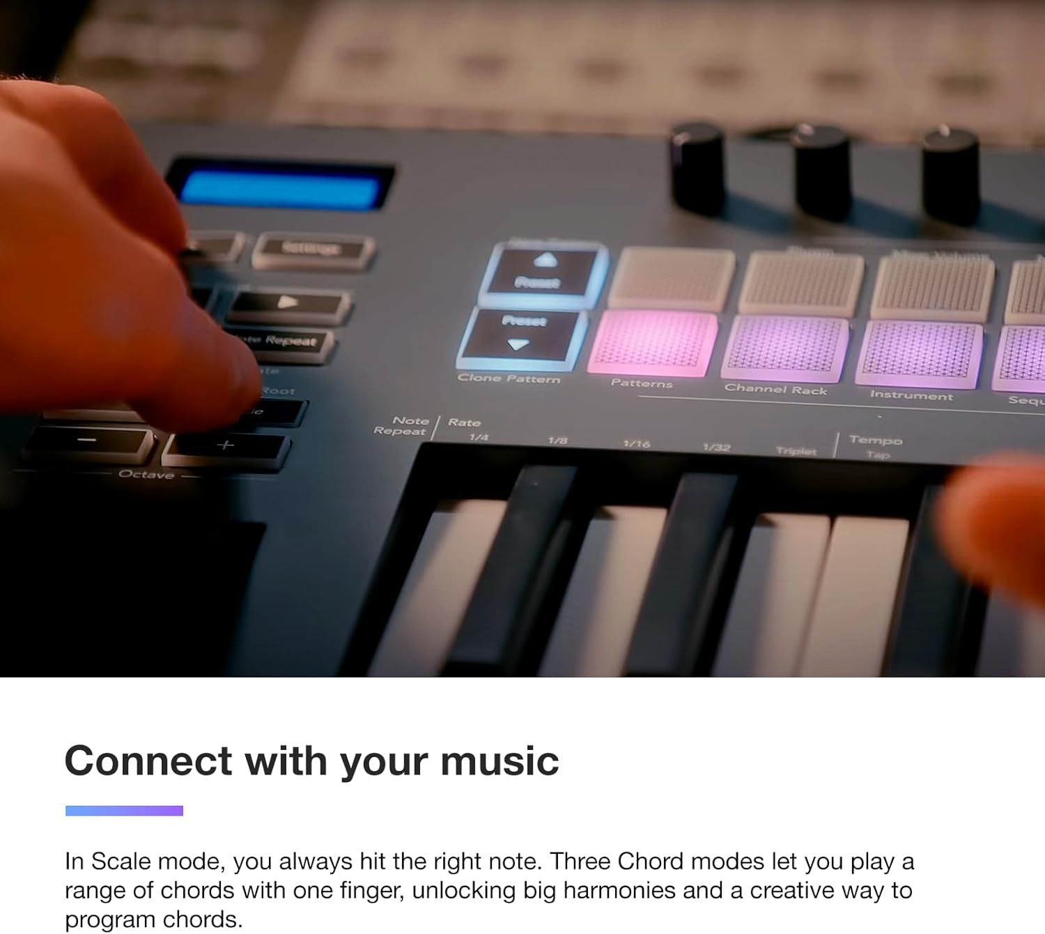 Novation FLkey 49 MIDI Keyboard – Seamless FL Studio Integration with Chord Mode and Scale Mode. All the software you need for Music Production