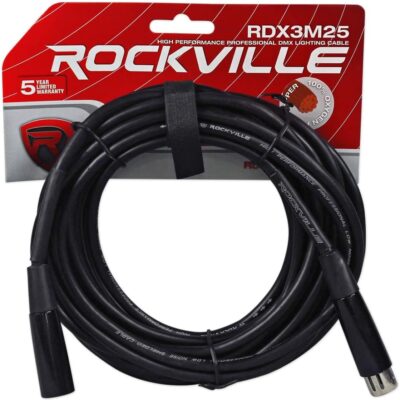 61GCWqPRYIL. AC SL1250 Audiosavings Bundle: (1) American DJ Eliminator Lighting Mega Hex L Par RGBLA+UV LED Wash Up-Light+Remote Bundle with (1) Rockville RDX3M25 25 Foot 3 Pin DMX Lighting Cable 100% OFC Copper (2 Item)