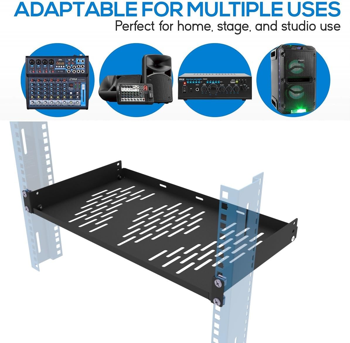 Beiyier 1U Server Rack Shelf, Suitable for 19 Network Equipment Racks and Cabinets, Ventilated Cantilever Tray, Depth of 12 inches, Well-Ventilated (1PCS, Black)