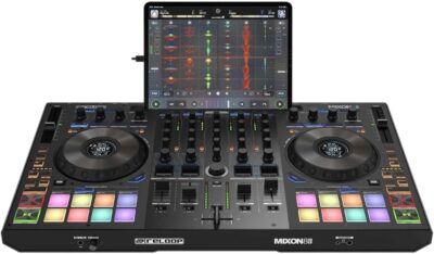 61HZeTjYNDL. AC SL1500 Reloop Mixon 8 Pro DJ Controller for Serato DJ with On-Stage LPT5000 DJ Laptop Stand, DJ Monitoring Headphones and Essential Cables for Connecting to DJ Controllers and Mixers