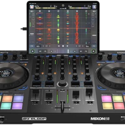 61HZeTjYNDL. AC SL1500 Reloop Mixon 8 Pro DJ Controller for Serato DJ with On-Stage LPT5000 DJ Laptop Stand, DJ Monitoring Headphones and Essential Cables for Connecting to DJ Controllers and Mixers