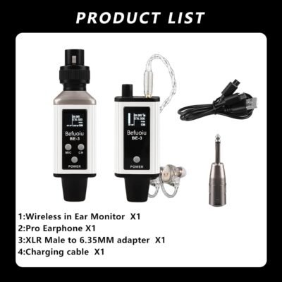 61MdidoYY5L. AC SL1500 UHF Wireless In Ear Monitor System with Pro Earphone, Metal Wireless IEM System, 16 Adjustable Channel, Portable Rechargeable Transmitter and bodypack Receiver for Studio, Band, Live Performance