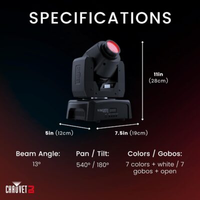 CHAUVET DJ – Intimidator Spot 110 Compact Led Moving Head | Lightweight Design For Mobile Applications | Color & Gobo Wheels For Creative Programming | Sound Activated & Master Slave Shows