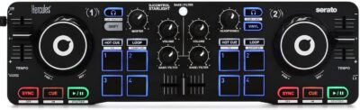 61P8o756zcS. AC SL1500 Hercules DJControl Starlight Portable 2-Channel DJ Controller with USB-C to USB-A Adapter – Compact and Lightweight DJ Controller for Beginners and Pros, Perfect for Mixing and Scratching