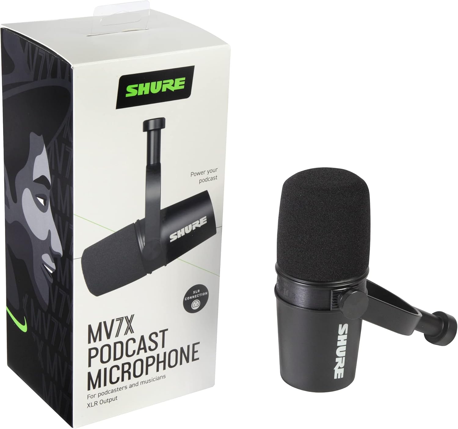 Shure MV7X XLR Dynamic Microphone for Podcasting, Streaming & Vocal Recording – Voice-Isolating Cardioid Mic with Broadcast-Style Design & All-Metal Construction, Black