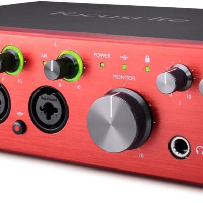 Focusrite Clarett Plus 4Pre 18-In and 8-Out Audio Interface Bundle with Headphones, 25-Feet XLR Microphone Cable (4-Pack), and TRS Cable (2-Pack) (8 Items)