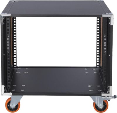 Movable AV Gear Rack 8U 19in Mobile Floor Standing Network Device Storage Cabinet Stand – Audio Stereo Studio DJ Equipment Rack Server IT Data Devices Storage Cabinet Enclosure with Castors