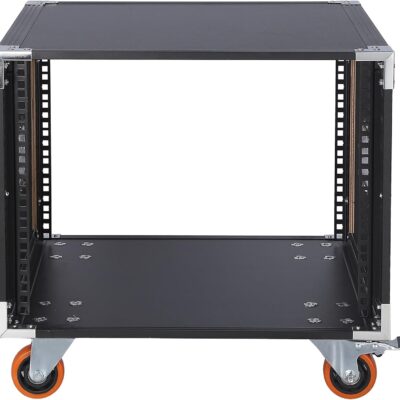 Movable AV Gear Rack 8U 19in Mobile Floor Standing Network Device Storage Cabinet Stand – Audio Stereo Studio DJ Equipment Rack Server IT Data Devices Storage Cabinet Enclosure with Castors
