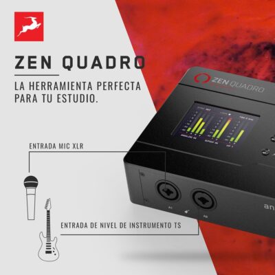 Antelope Audio Zen Quadro USB-C Podcast & Recording Interface — 4 Discrete Studio-Grade Mic Preamps, Pro Conversion & Clocking, Built-In Studio Effects — Bus-Powered — 14-In/10-Out