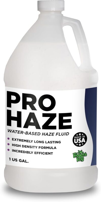 Froggys Fog Pro Haze High-Performance Haze Fluid for Hurricane Haze 2 and Other Haze Machines, Water-Based Hazer Fluid, 1 Gallon