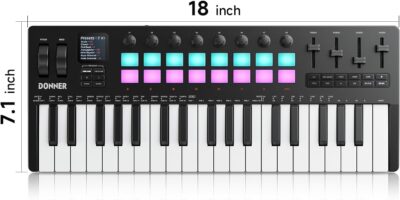 Donner STARRYKEY-37 PLAY MIDI Keyboard Controller, 37 Key Portable MIDI Controller with 128 Build-in Voices, 16 Drum Pads, Arpeggio, Sequencer, USB/Wireless Connection, 4 DAW Software & 40 Courses