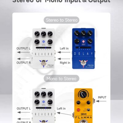 61TfLSKI2wL. AC SL1500 FLAMMA FS02 Reverb Pedal Stereo Guitar Effects with 7 Storable Preset Slots 7 Reverb Effects Room Hall Church Cave Plate Spring Mod True Bypass Trail On