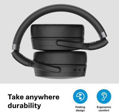 Sennheiser HD 450SE Black Bluetooth 5.0 Wireless Headphone with Alexa Built-in – Active Noise Cancellation, 30-Hour Battery Life, USB-C Fast Charging, Foldable – Black