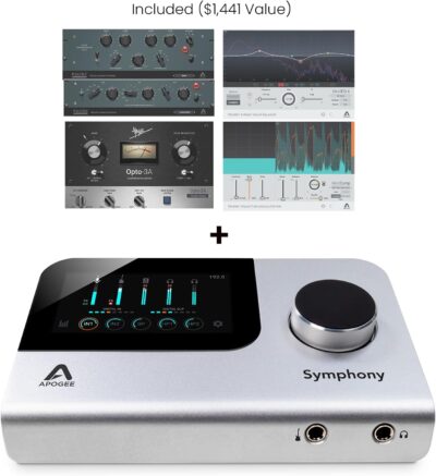 61XauRkQVxL. AC SL1500 Apogee Symphony Desktop – Pro Audio Interface with Touch-Screen Display, Headphone Amp with Phantom Power for Recording, Live-Stream & Podcast, works with Mac, PC, iPhone, and iPad