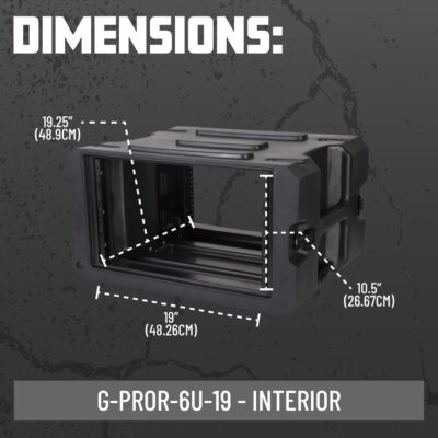 Gator Cases Pro Series 6U Rolling Rack Case with 19 Depth, Tow Handle & Recessed Wheels, Roto Molded Made in USA (G-PROR-6U-19)