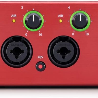 Focusrite Clarett Plus 4Pre 18-In and 8-Out Audio Interface Bundle with Headphones, 25-Feet XLR Microphone Cable (4-Pack), and TRS Cable (2-Pack) (8 Items)