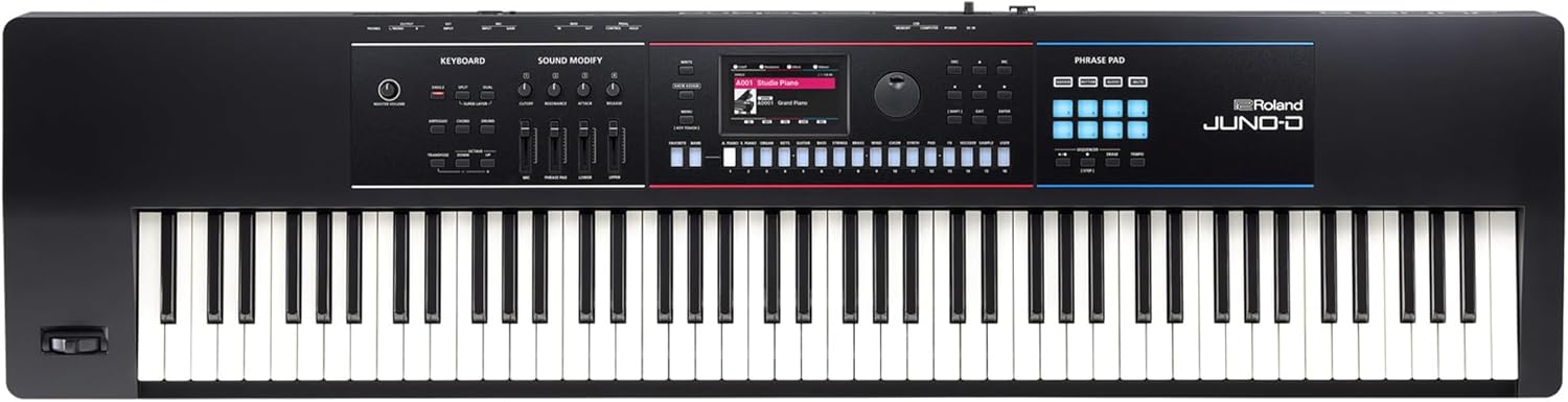 Roland JUNO-D8 Synthesizer Bundle with Adjustable Stand, Bench, Sustain Pedal, Cover, Austin Bazaar Instructional Video, and Polishing Cloth
