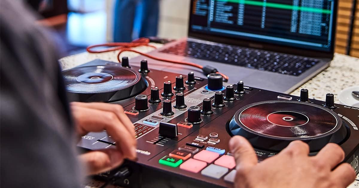 Hercules DJControl Inpulse 300 MK2 USB DJ Controller – Beginner DJ Set, 2-Deck Mixer with Built-In Sound Card, 16 Pads, Serato DJ Lite & DJUCED Software Included