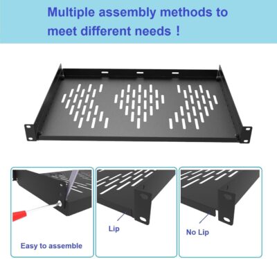 61hxzL0ZoL. AC SL1402 Beiyier 1U Server Rack Shelf, Suitable for 19 Network Equipment Racks and Cabinets, Ventilated Cantilever Tray, Depth of 12 inches, Well-Ventilated (1PCS, Black)