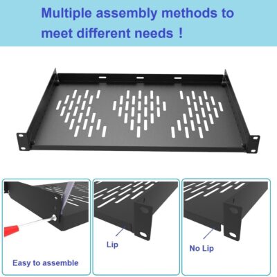 61hxzL0ZoL. AC SL1402 Beiyier 1U Server Rack Shelf, Suitable for 19 Network Equipment Racks and Cabinets, Ventilated Cantilever Tray, Depth of 12 inches, Well-Ventilated (1PCS, Black)