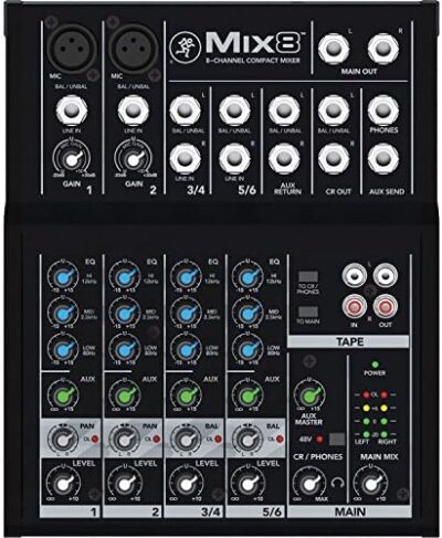 61nE9pfk6cL. AC Mackie Mix Series Mix8 8-Channel Mixer, Black