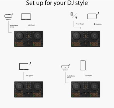 AlphaTheta DDJ-FLX2 Compact 2-Channel DJ Controller – Streaming-Ready, Smart Fader & Smart CFX – Works with rekordbox, djay & Serato DJ Lite – Phone, Tablet & PC/Mac – Free Course Included