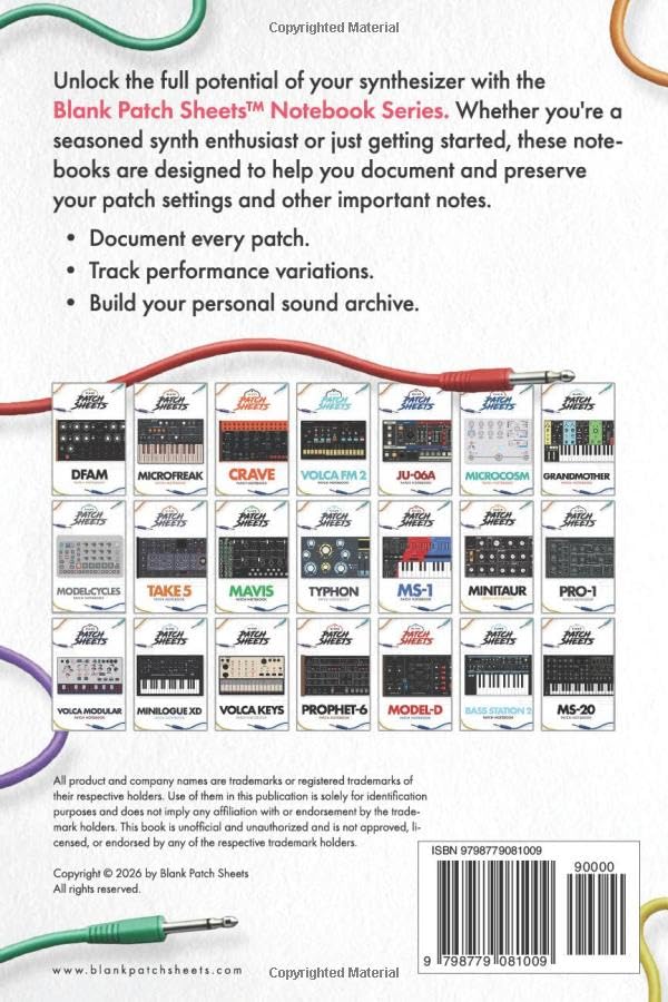 Roland SE-02 Blank Patch Sheet Notebook: Become a more organized songwriter with this Blank Patch Sheet notebook so you can spend more time creating and less time forgetting.