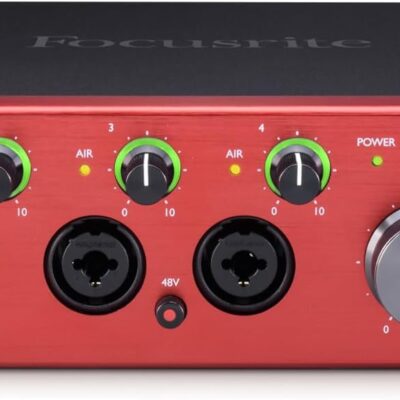 Focusrite Clarett Plus 4Pre 18-In and 8-Out Audio Interface Bundle with Headphones, 25-Feet XLR Microphone Cable (4-Pack), and TRS Cable (2-Pack) (8 Items)