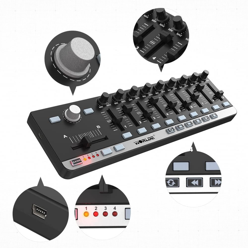 Portable Mini USB 9 Slim-Line Control MIDI Controller Keyboard Controller