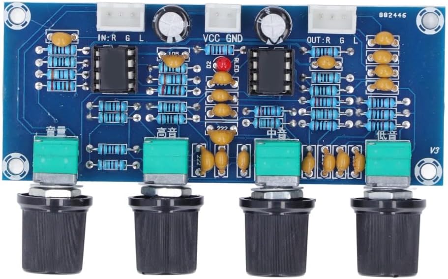 Dual Channel Preamp Module NE5532 Chip Tone Control Board for Digital Amplifiers 12-24V DC with Bass/Mid/High Adjustment(XH-A901)