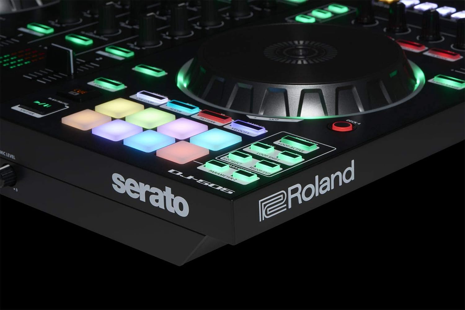 Roland DJ-505 DJ Controller Bundle with Stand, Headphones, and Austin Bazaar Polishing Cloth