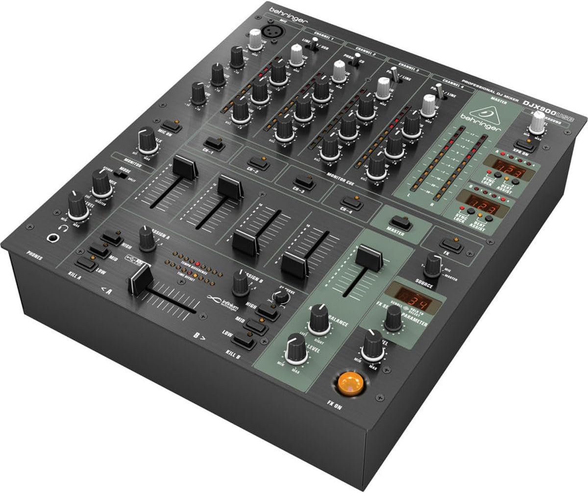 Behringer PRO MIXER DJX900USB Professional 5 Channel DJ Mixer with INFINIUM Contact-Free VCA Crossfader, Advanced Digital Effects and USB/Audio Interface