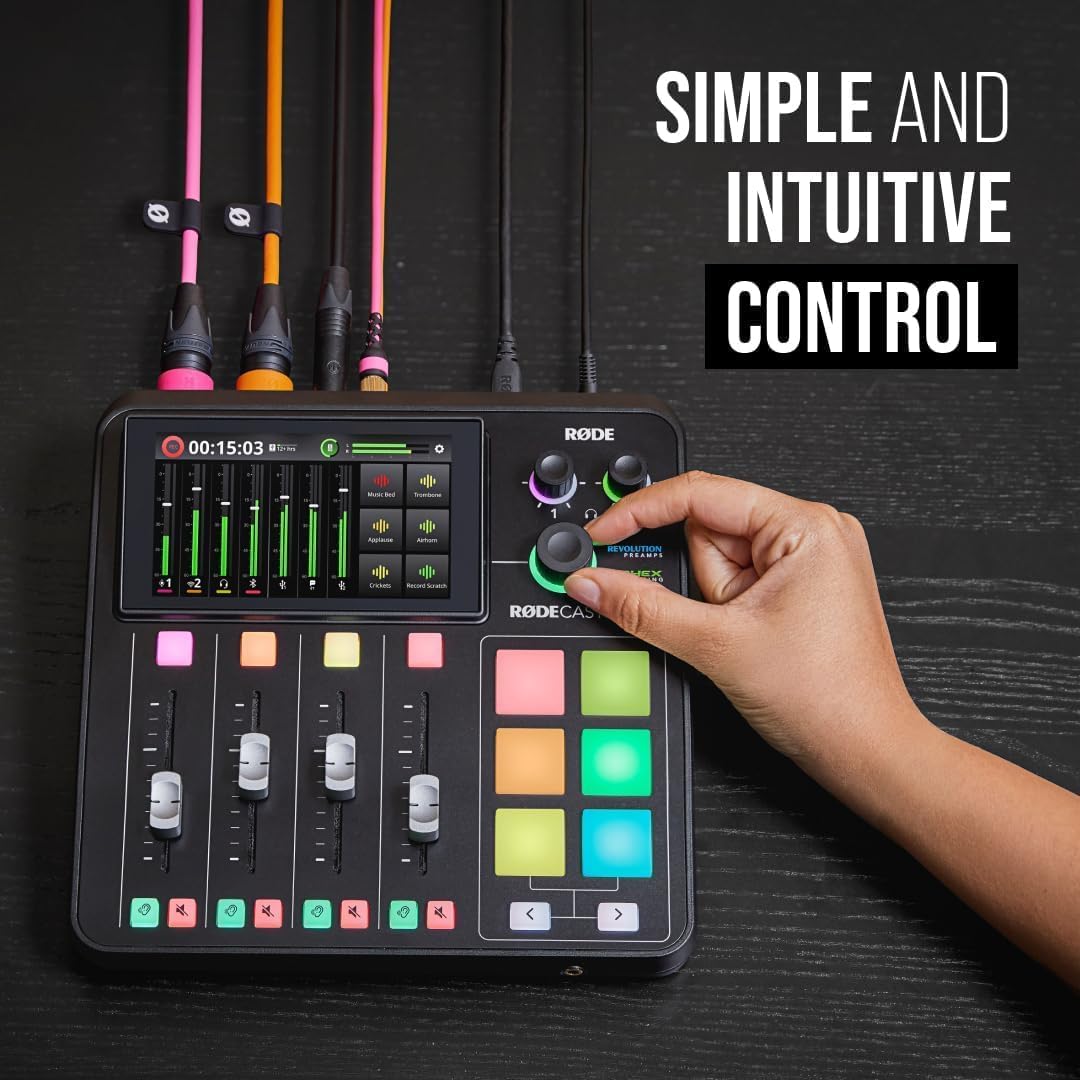 Rode RODECaster Duo Streaming Mixer (Black) with RODECaster Duo Cover and 32GB microSD Card