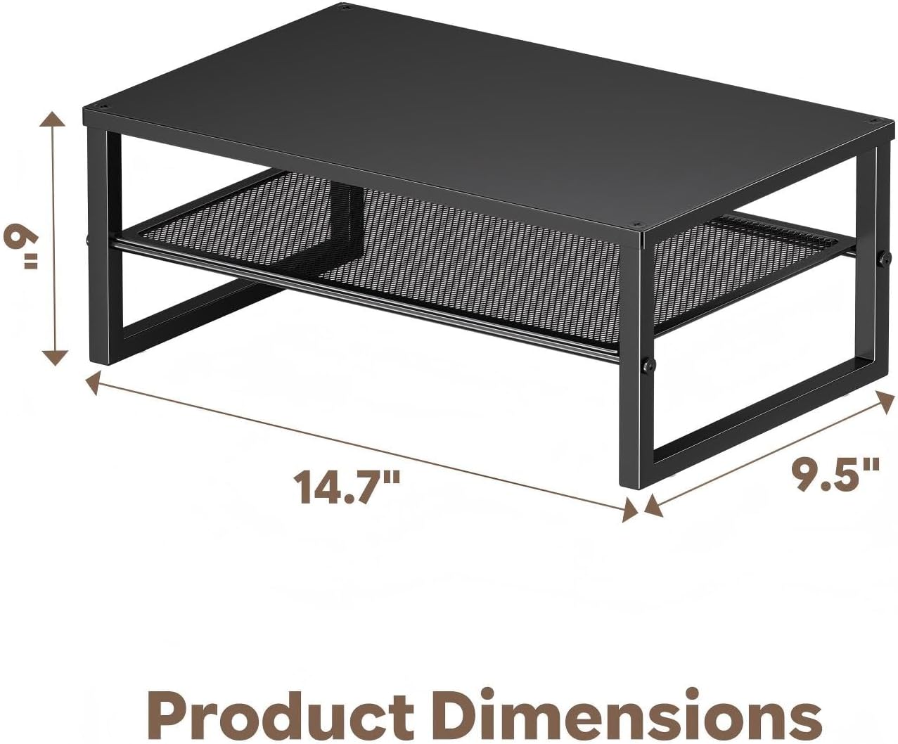 Ekisemio 2-Tier Computer Monitor Stand Riser, Desk Organizer for Monitor, Black