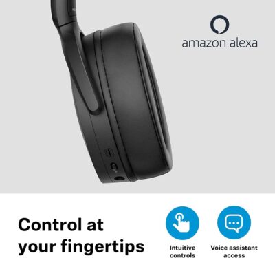 Sennheiser HD 450SE Black Bluetooth 5.0 Wireless Headphone with Alexa Built-in – Active Noise Cancellation, 30-Hour Battery Life, USB-C Fast Charging, Foldable – Black