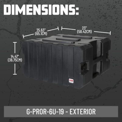 Gator Cases Pro Series 6U Rolling Rack Case with 19 Depth, Tow Handle & Recessed Wheels, Roto Molded Made in USA (G-PROR-6U-19)